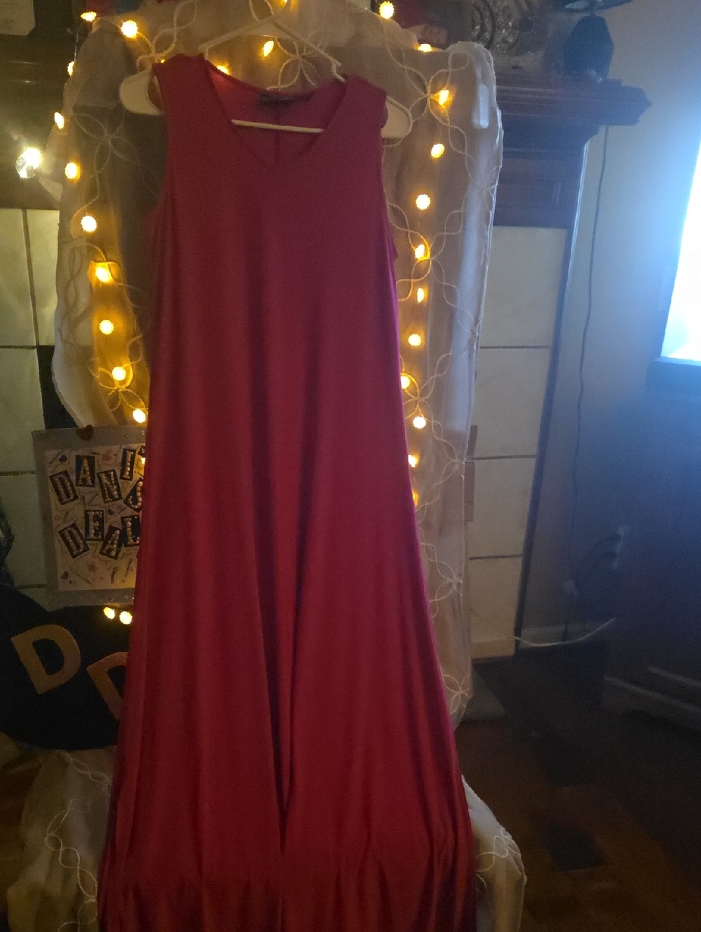 Attitudes by Renee Sleeveless Maxi Dress in Dark Fuschia